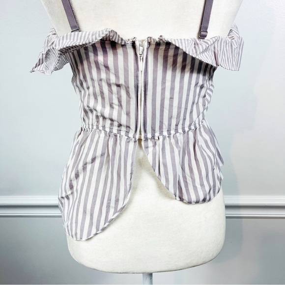 VICTORIA’S SECRET Gray & White Striped Ruffle Asymmetric Sleep Cami Tank - SMALL - Picture 10 of 12